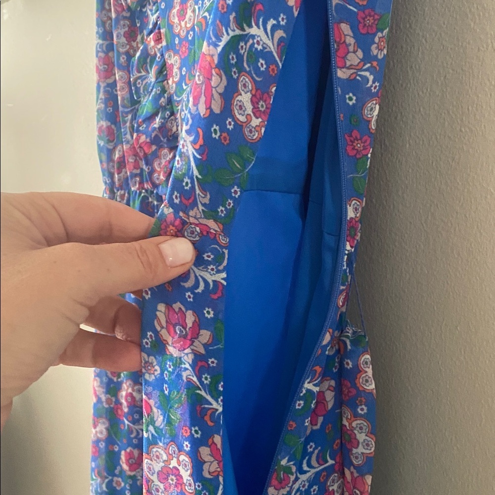 BODEN Elise SheerLuxe Floral Blue Sleeveless Dress size 12 - Picture 12 of 16